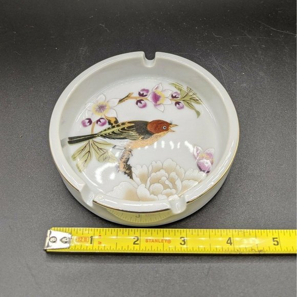 Porcelain Ashtray Shafford Japan Bird Floral - Picture 4 of 10